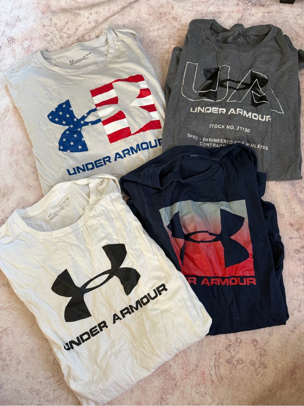 Under Armour Men Short Sleeve Graphic Tee Bundle - White, Gray, Navy, Red, Blue